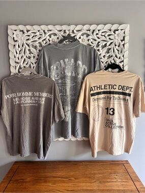Boohoo Mens Graphic Short Sleeve Tees - Beige, Gray, Taupe